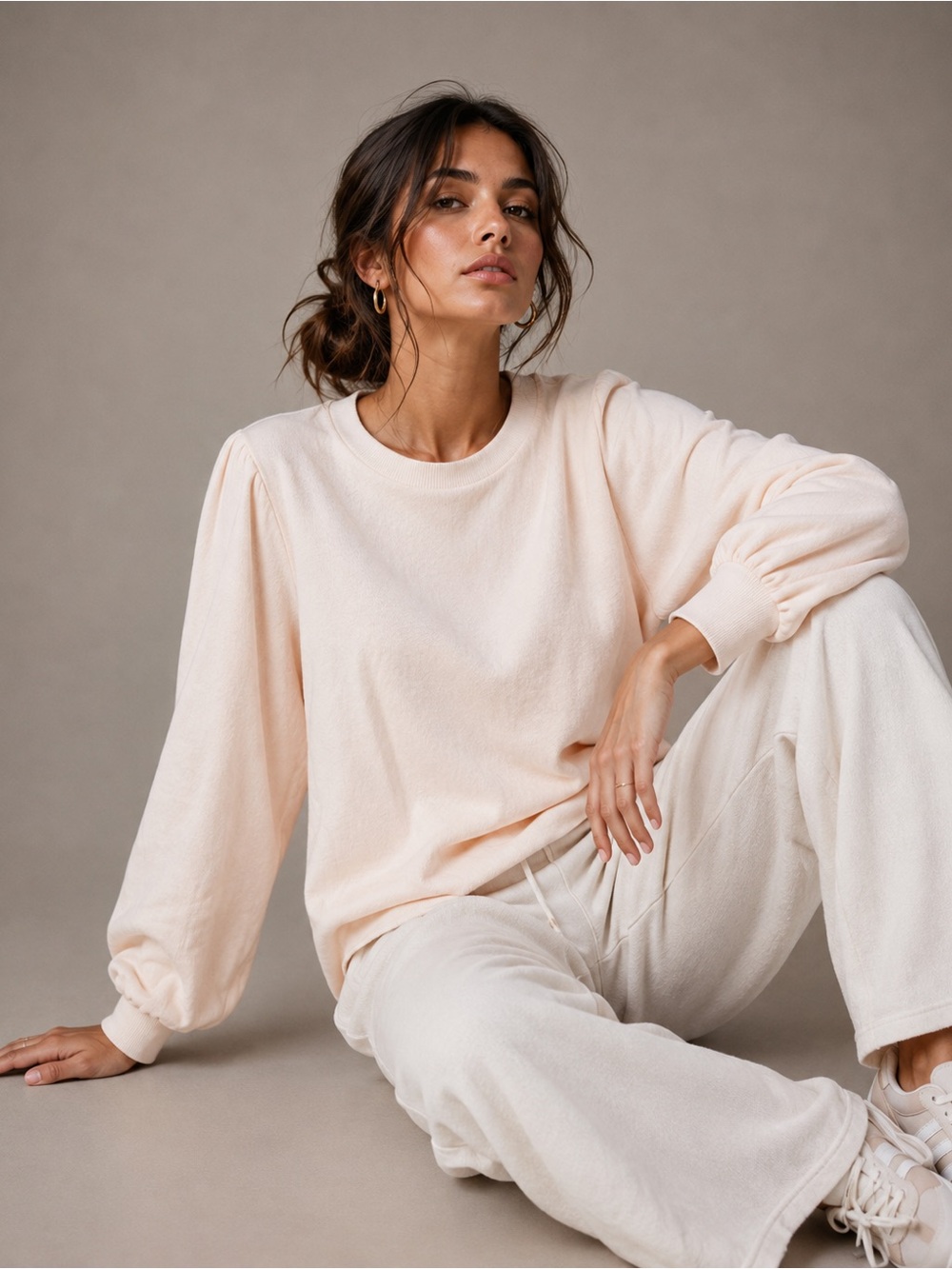 LA Made NWT Blush Pink Balloon Sleeve Cotton Modal Sweatshirt Top S